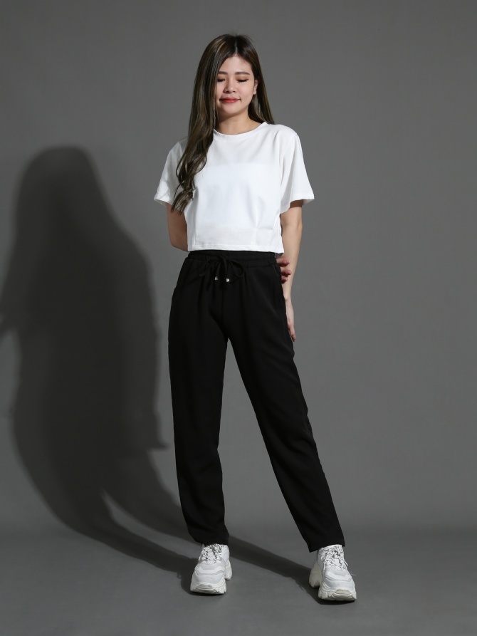 Waist Stretchable Side Pocket Long Pants 26278