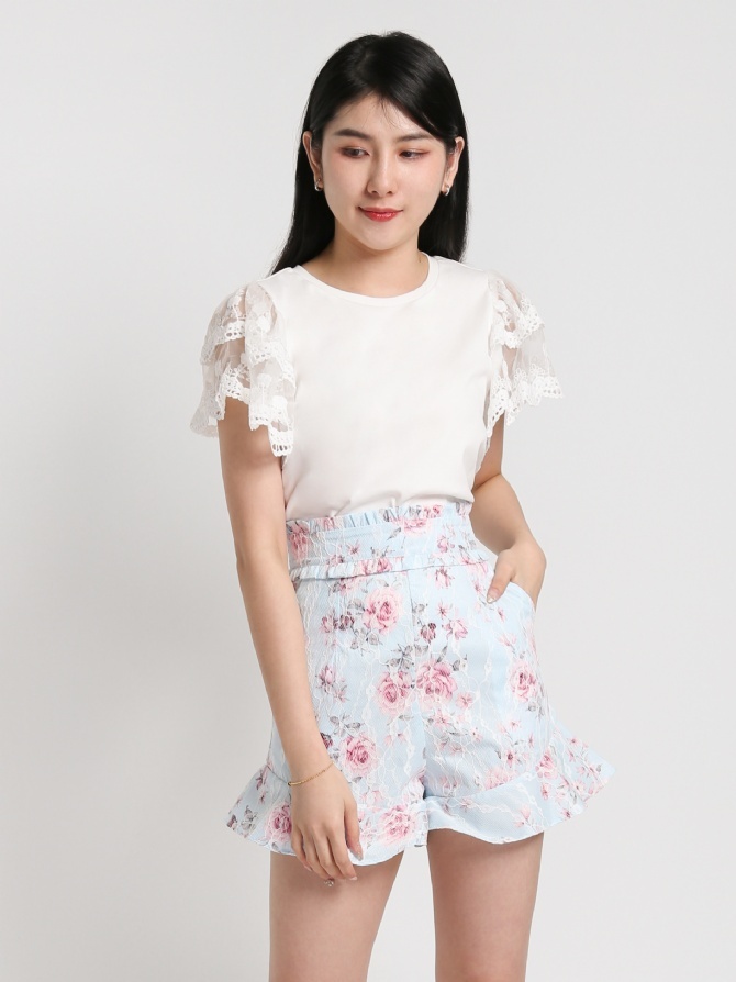 Plain Layer Lace Sleeve Top 17953