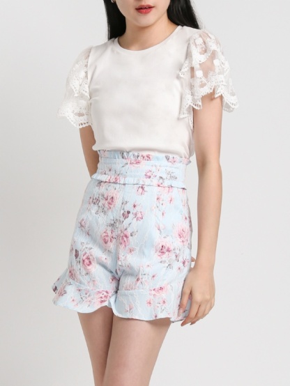 Plain Layer Lace Sleeve Top 17953