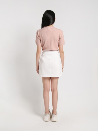 Round Neck Knitted Short Sleeve Top 18044