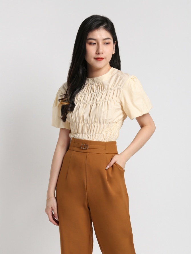 High Waist With Decorative Cd Belt Formal Long Pants 16068