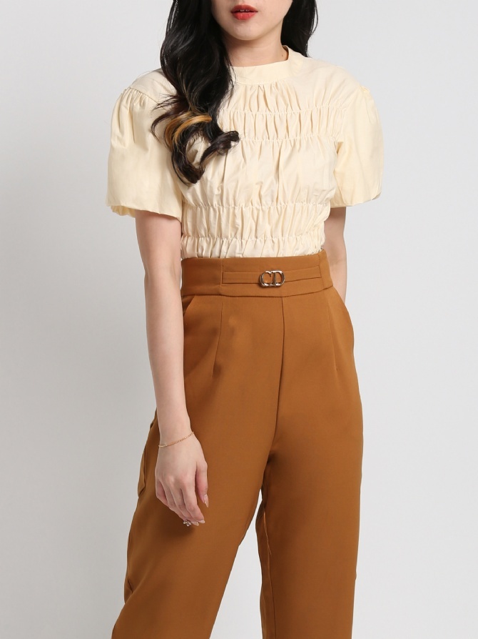 High Waist With Decorative Cd Belt Formal Long Pants 16068