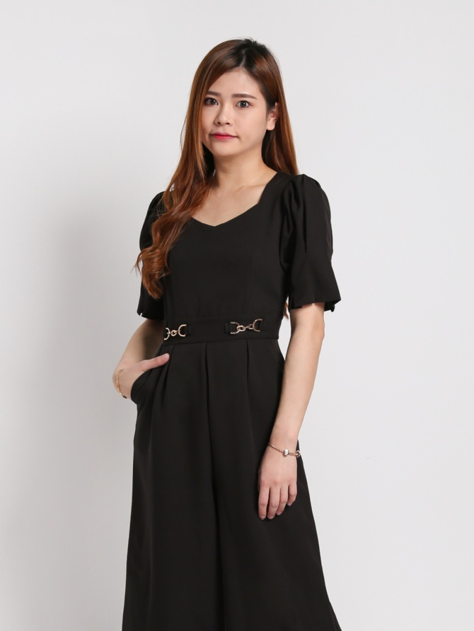 Decorative Belt Basic Jumpsuit 17151