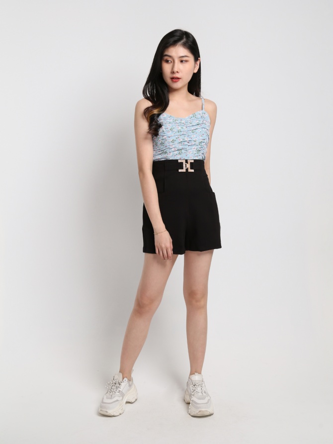 Floral Pleated Strap Top 17669