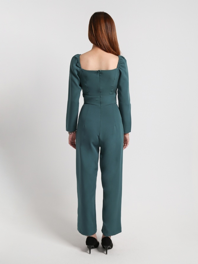 Square Neck Back Zip Three Quater Jumpsuit 22780