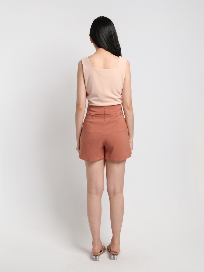 Fake Button Back Zip Skirt Pants 22757