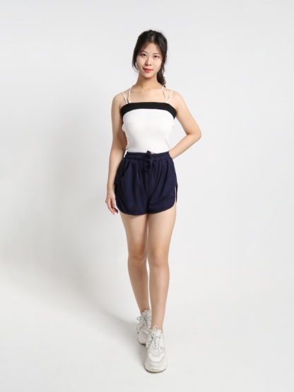 Knitted Two Tone With Strap Top 16488