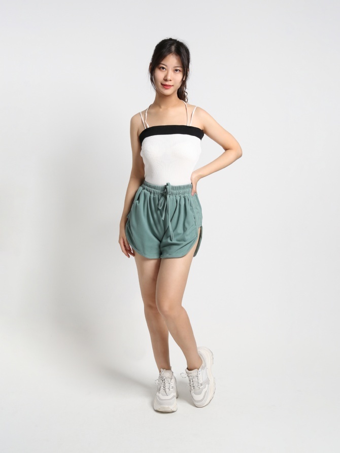 Knitted Two Tone With Strap Top 16488