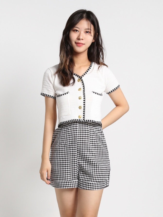 Checker High Waist Short Pants 18319
