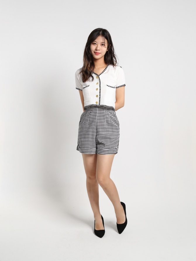 Checker High Waist Short Pants 18319