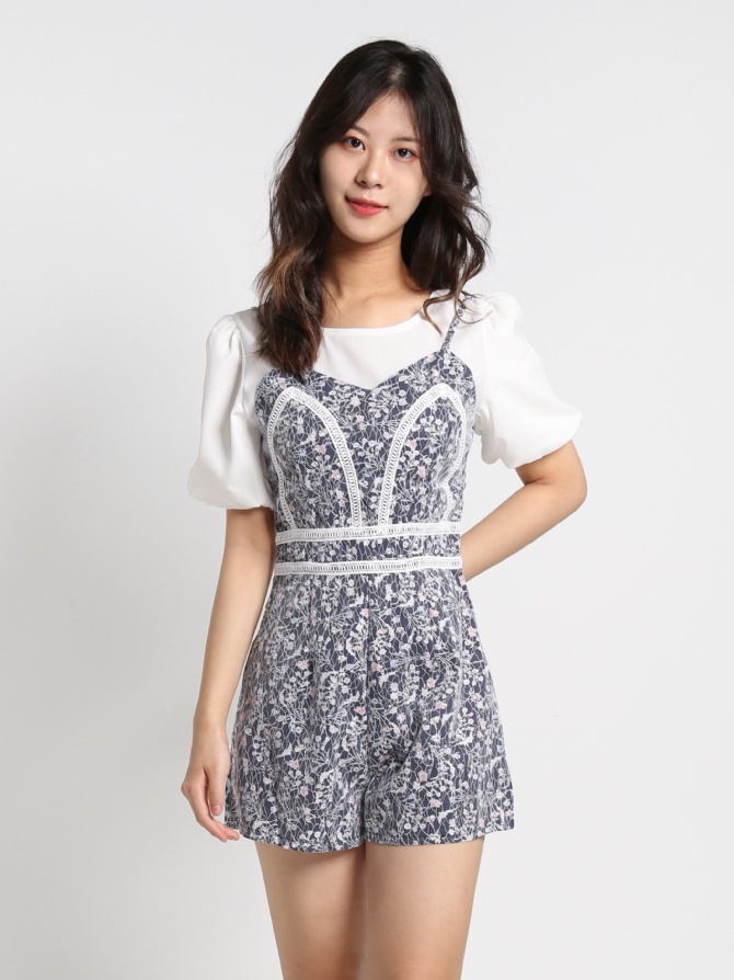 Floral Printed With Inner Jumpsuit 18323