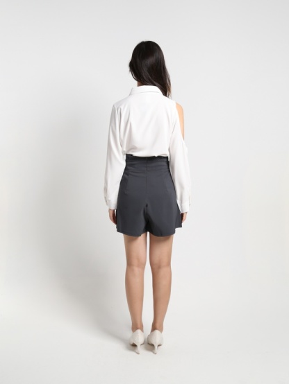 Collared Long Sleeve Cuff Front Button Top 18292
