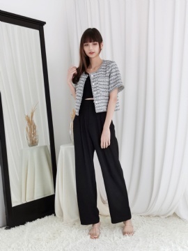 High Waist Front Pocket Pleated Long Pant 24589