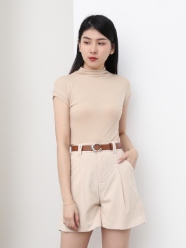 High Waist Side Pocket With Belt Short Pants 24971