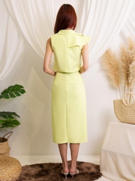 Collar Top With Long Skirt Set 11772