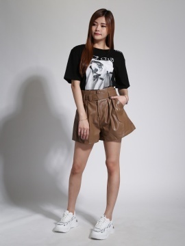 High Waist Side Pocket With Belt Short Pants 23869