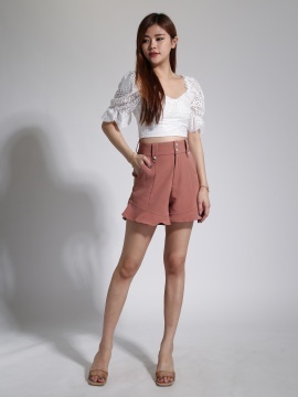 Sweetheart Neckline Eyelet Top 23929
