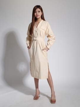Side Split V Neck With Split Dress 23913