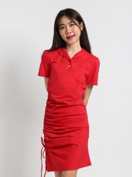 Side Drawstring With Cap Dress 19450