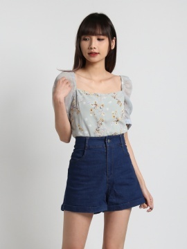 Lace Sleeve With Floral Top 20348