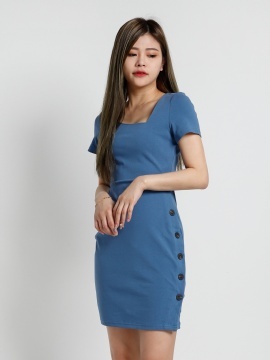 Sling Neckline Side Button Up Dress 20682