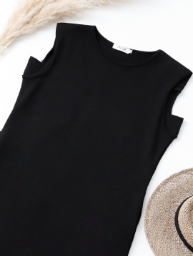 Sleeveless Plain Dress 18523