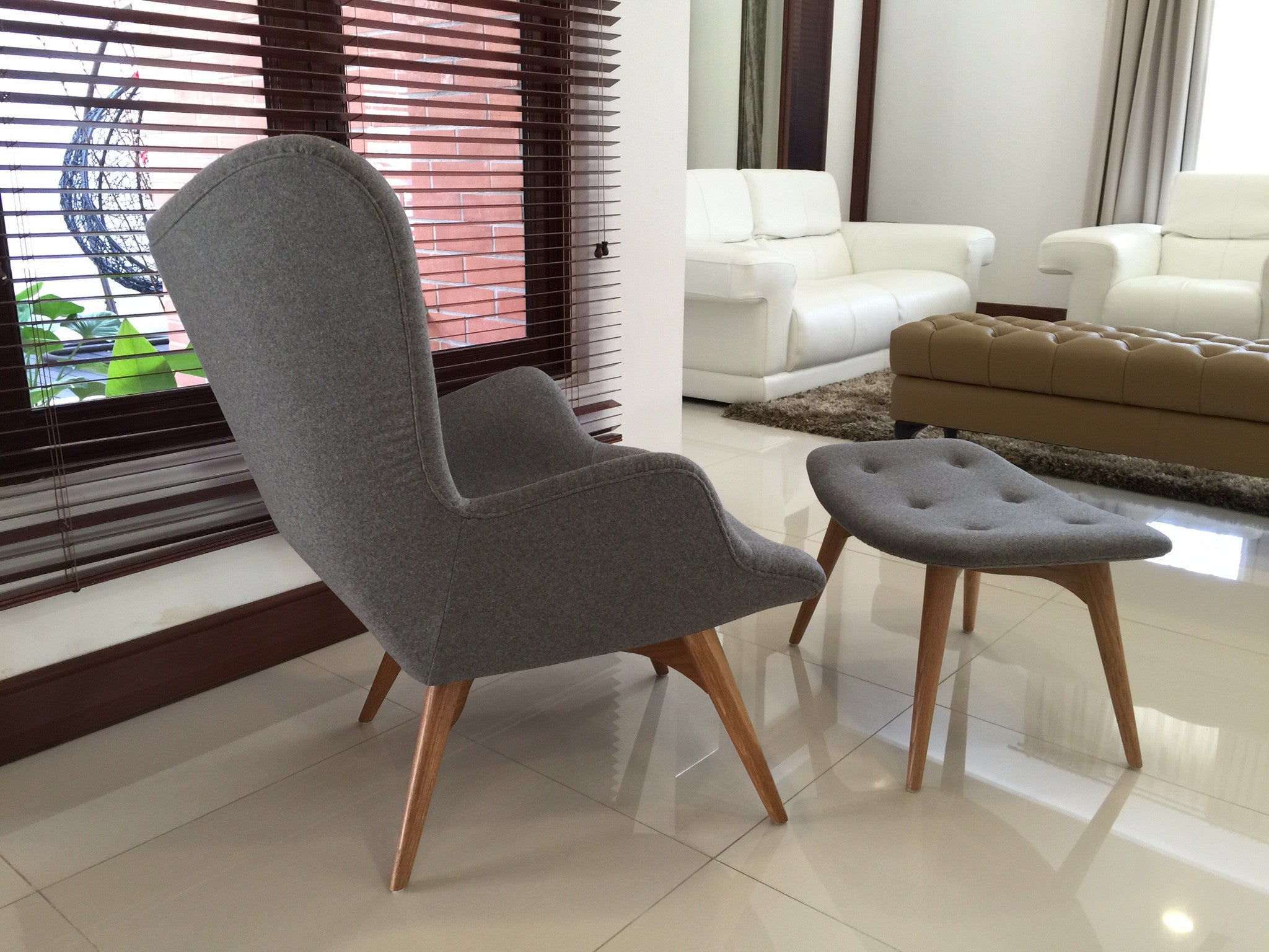 TR40005 Grant Featherston Style Lounge Chair and Ottoman