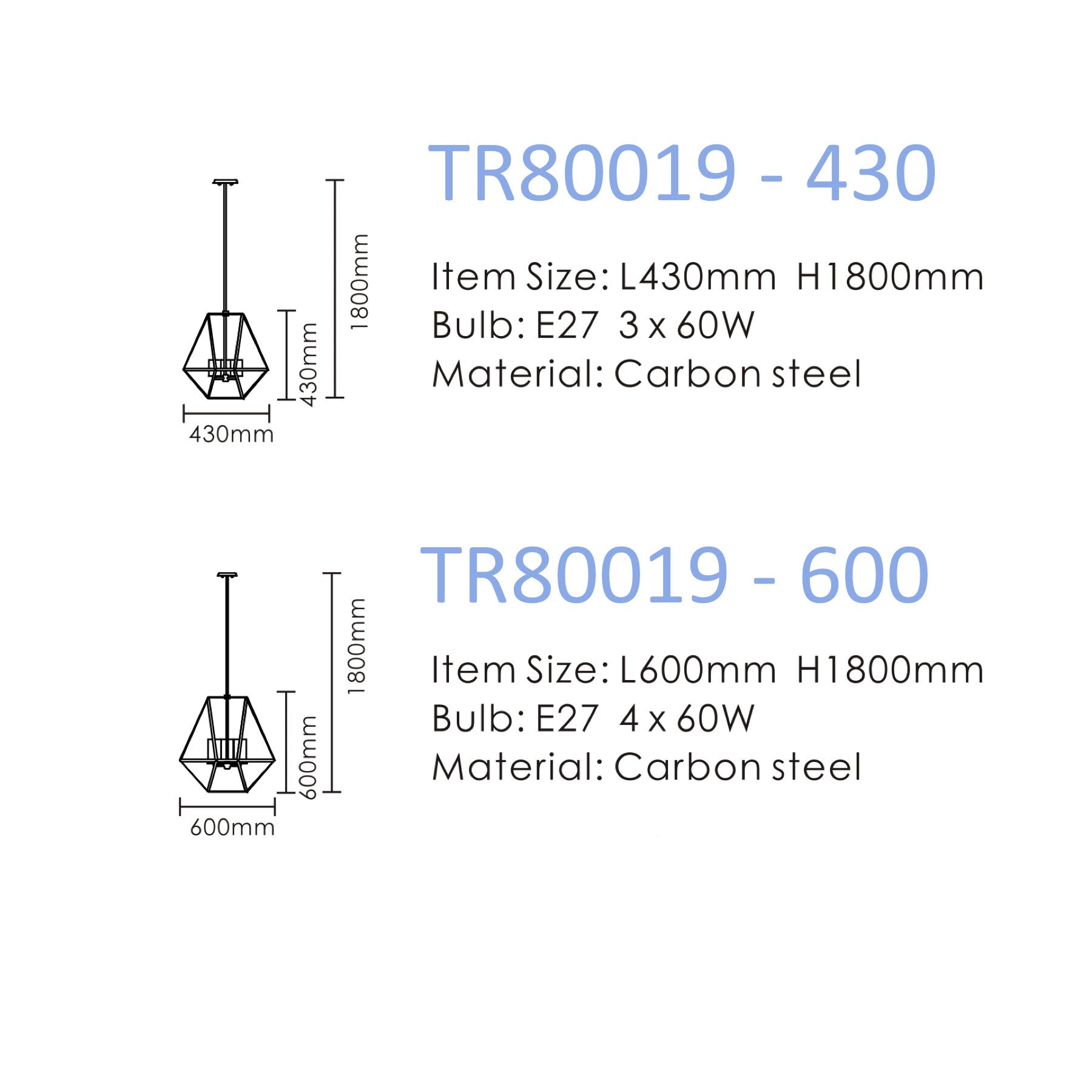 TR80019 K-Reilly Style Gem Pendant Lamp