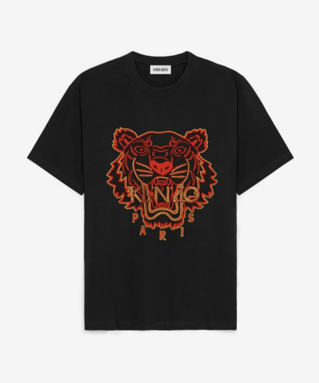 Kenzo Red Gold Embroidered Tiger Tee Black