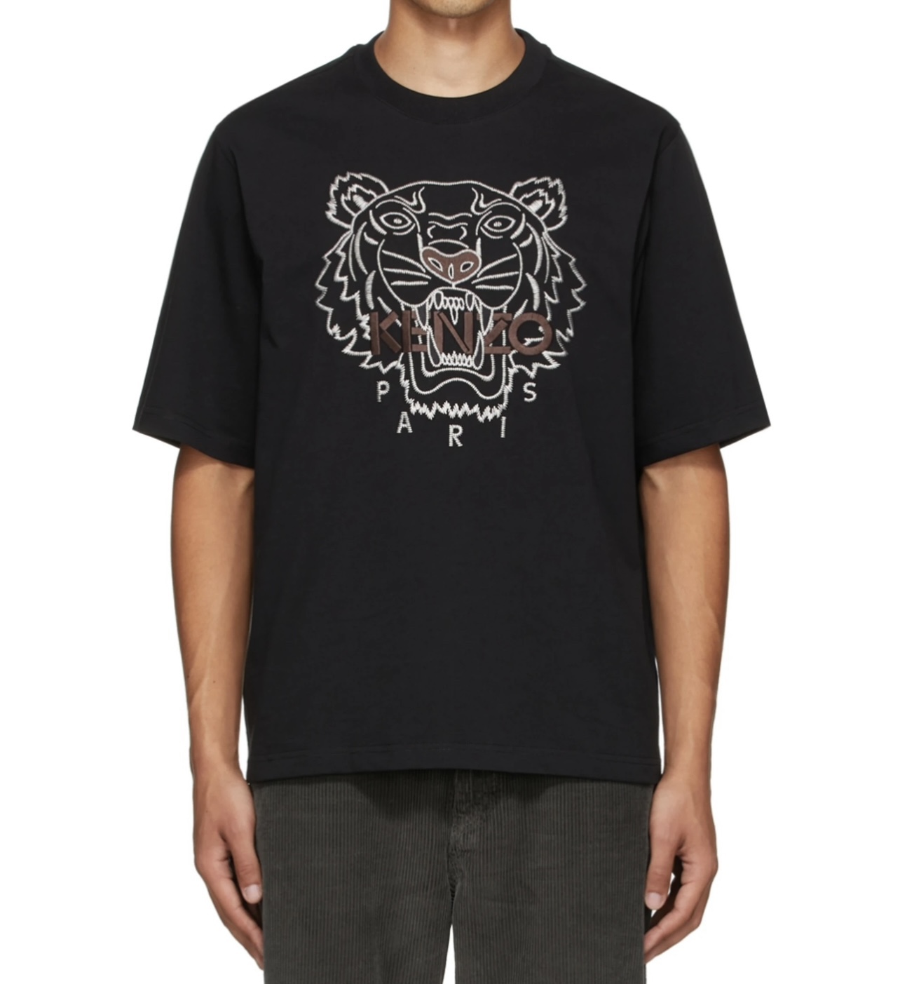 Kenzo Brown Embroidered Tiger Tee