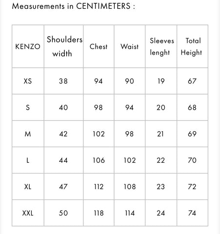 Kenzo sweatshirt cheap size guide