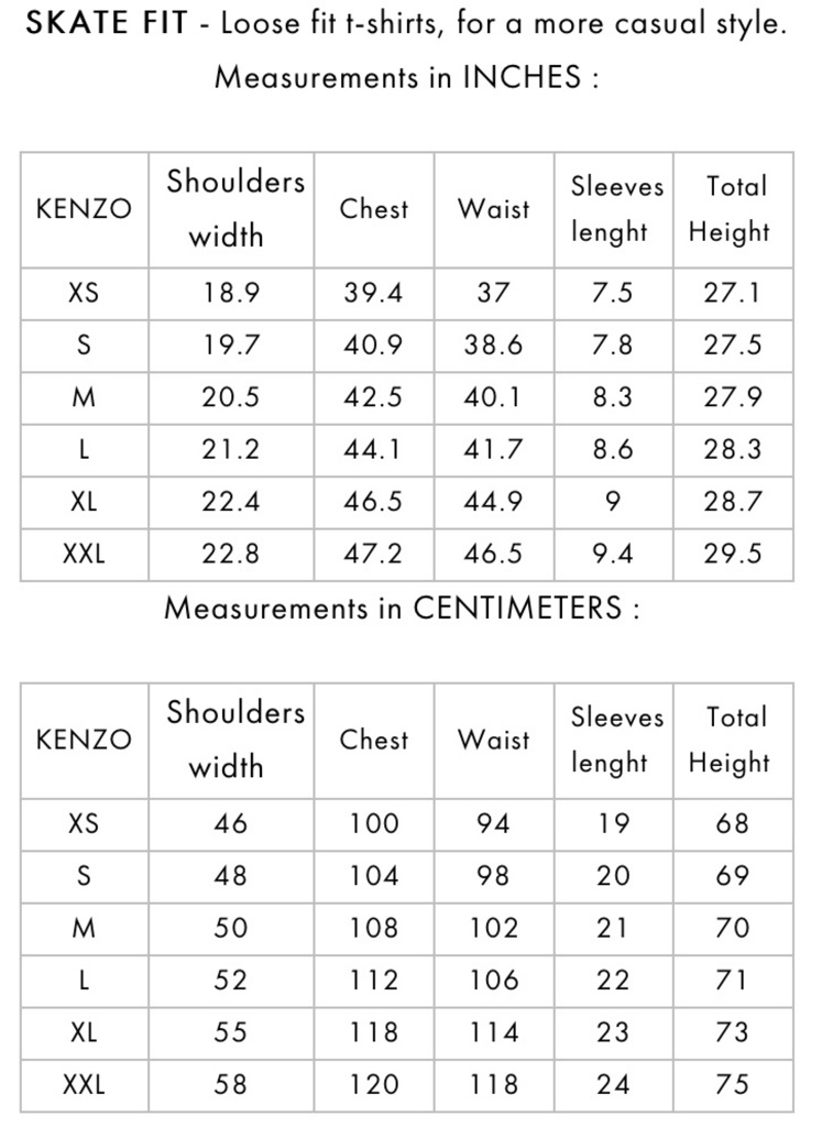 Kenzo sweatshirt size store guide