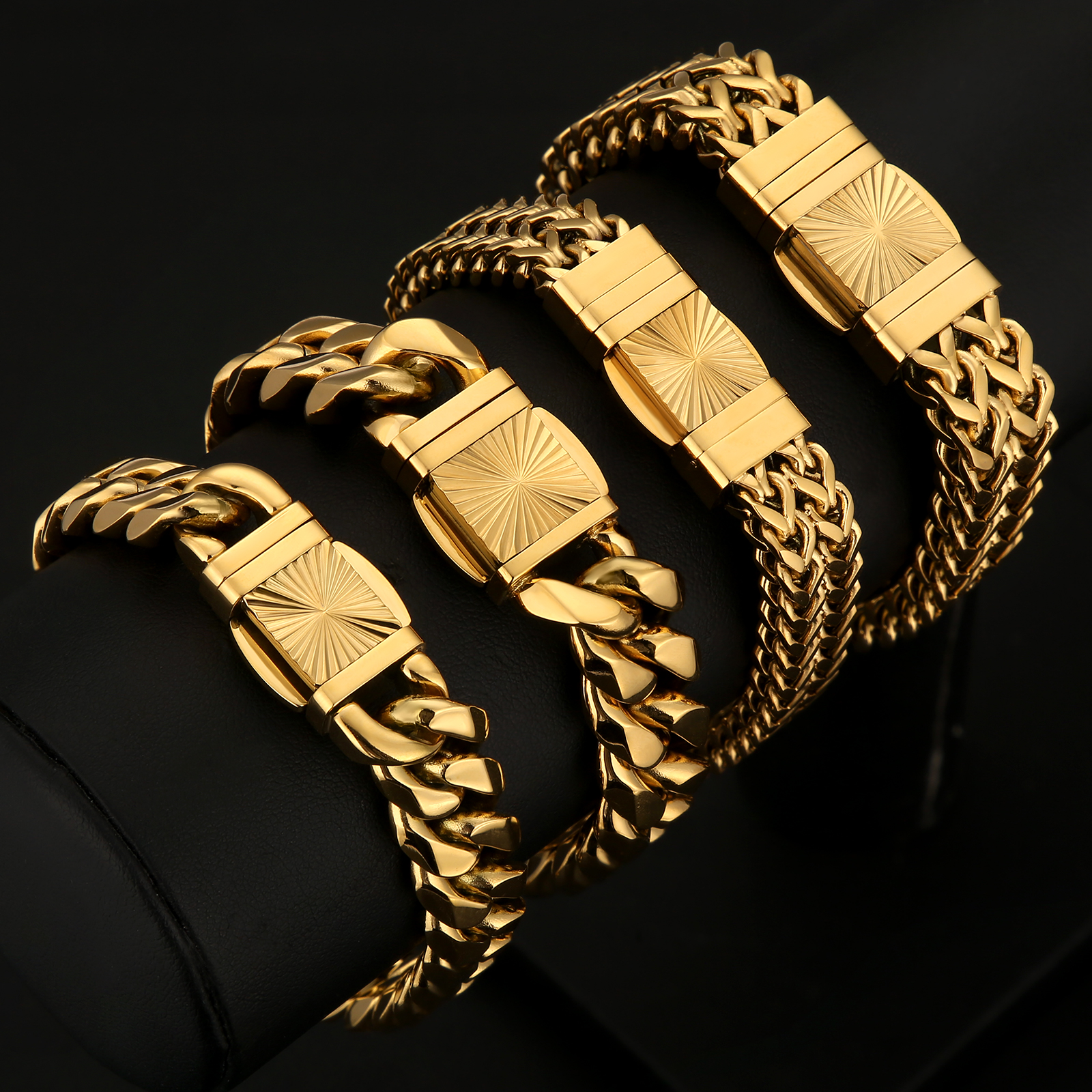 【NEW Embossed Clasp】6面 シングル 喜平 ブレスレット 14mm KRKC