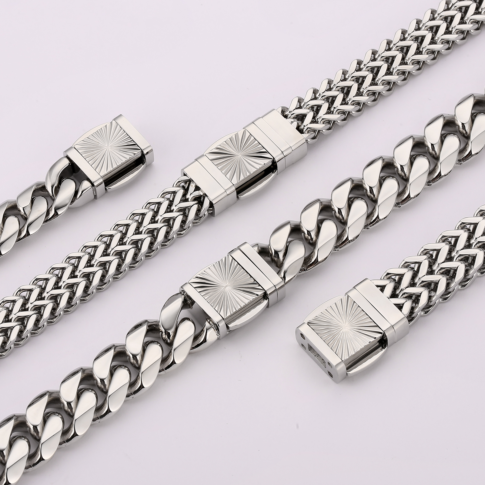 【NEW Embossed Clasp】6面 シングル 喜平 ブレスレット 14mm KRKC