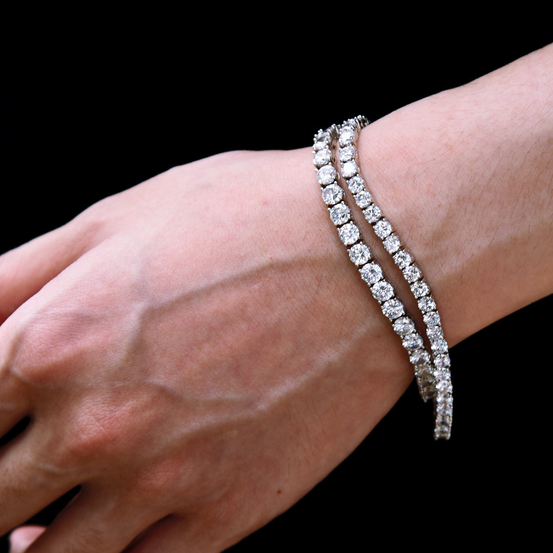 ホワイトゴールドテニスブレスレットセット（3mm + 4mm） - jpkrkc&co