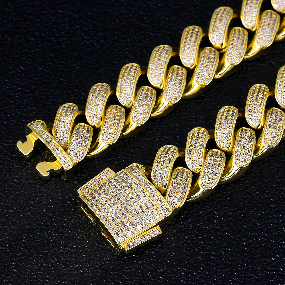 18MM CZ3列14Kキューバン喜平ブレスレット - jpkrkc&co