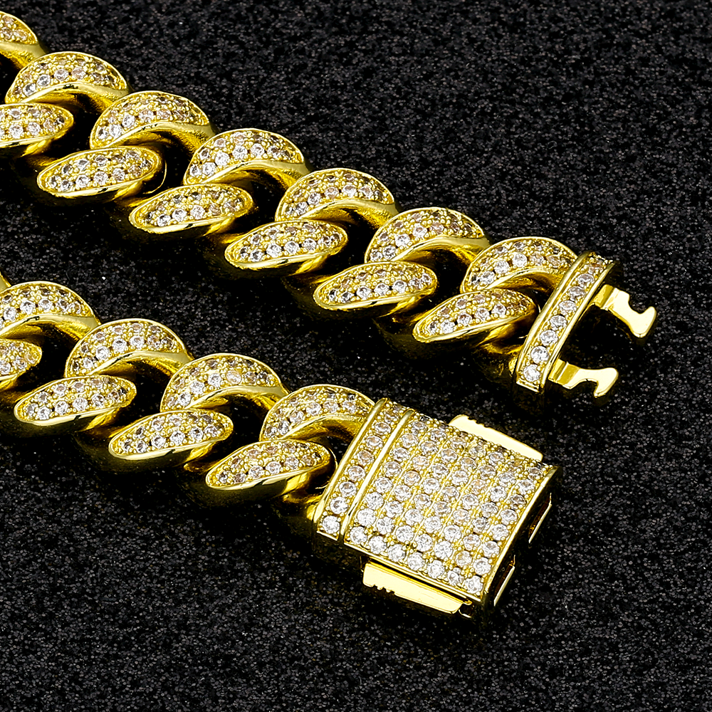 KRKC 12mm CZダイヤ キューバンリンク 喜平ブレスレット 14k KRKC 12mm CZダイヤ キューバンリンク 喜平ブレスレット 14k
