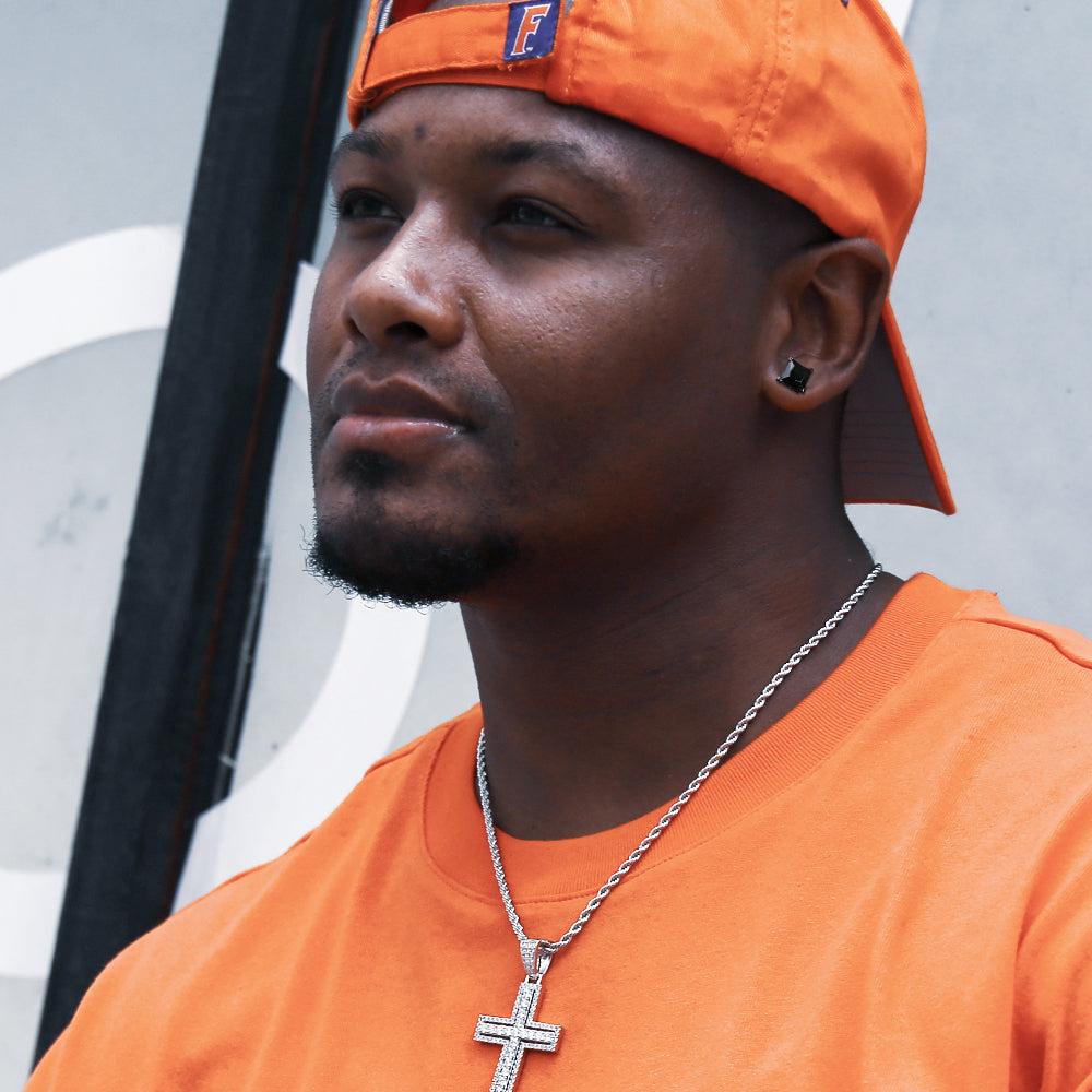 6ｍｍ ブラックゴールドシルバー925スクエアピアス - jpkrkc&co