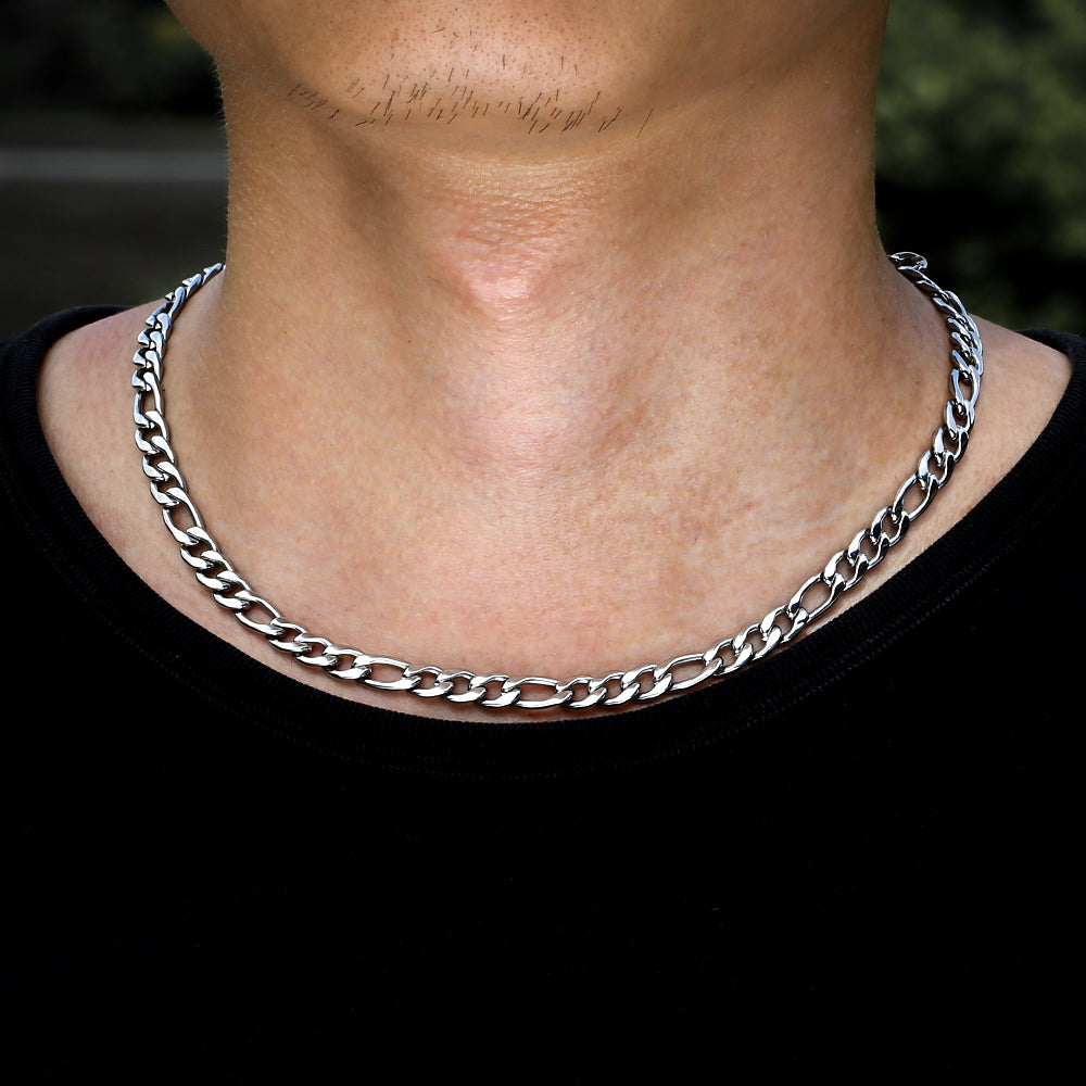 7mmホワイトゴールドフィガロチェーンネックレス - jpkrkc&co