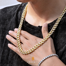 krkc&co 12mm CZダイヤ 喜平 ネックレス プロングチェーン KRKC 12mm CZダイヤ キューバンリンク 喜平ネックレス 14金 ゴールド