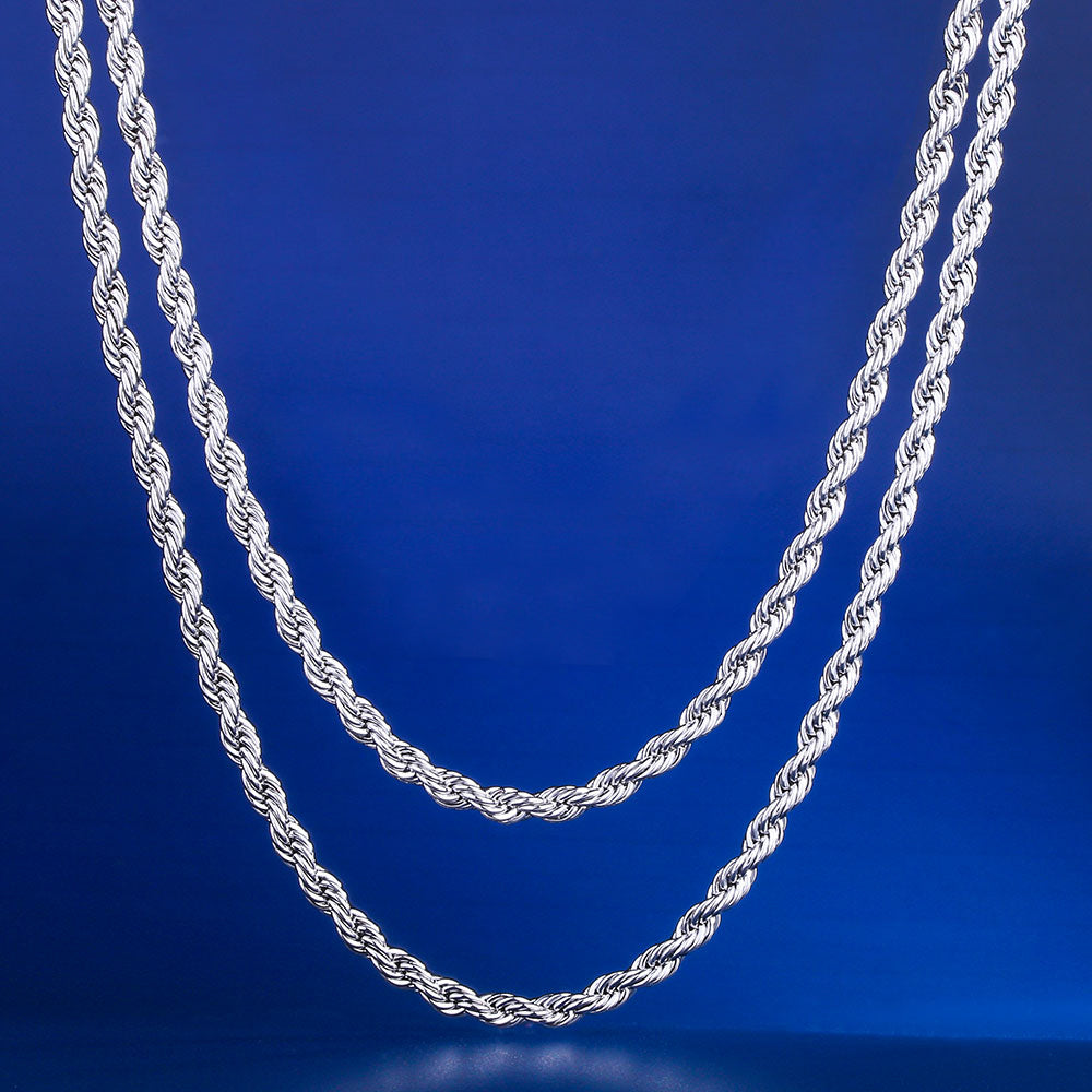 3mmホワイトゴールドロープチェーンセット（ 55cm+ 60cm） - jpkrkc&co