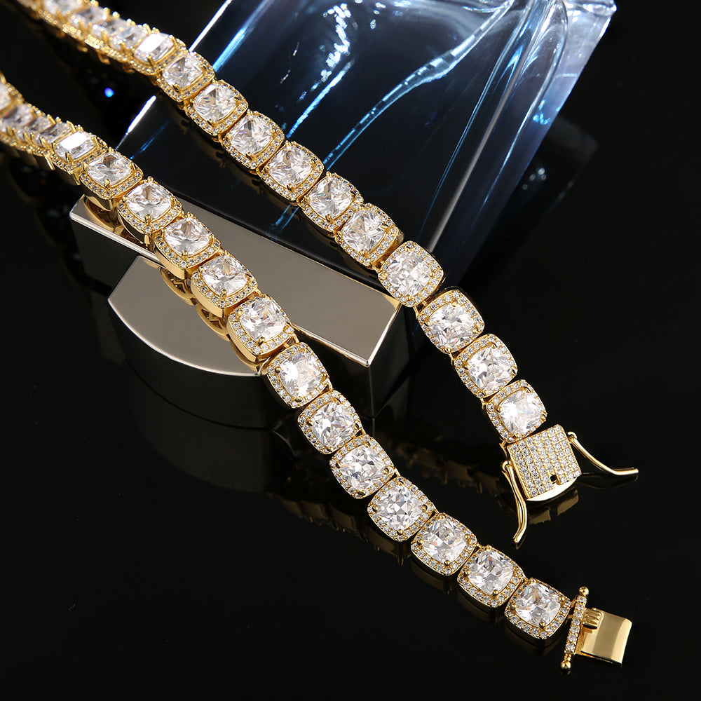 10mm CZダイヤ テニス チェーン 14金/ホワイトゴールド KRKC