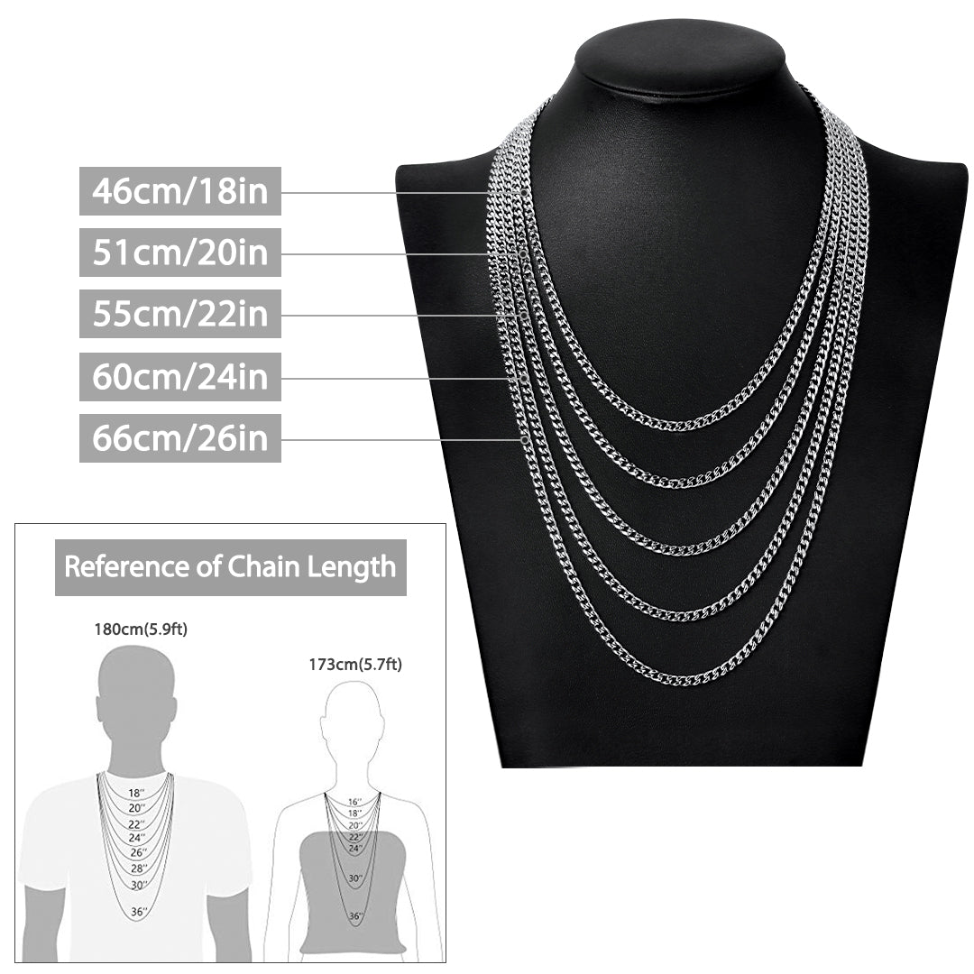 4mm ホワイトゴールド 光沢仕上げ キューバン ネックレス - jpkrkc&co