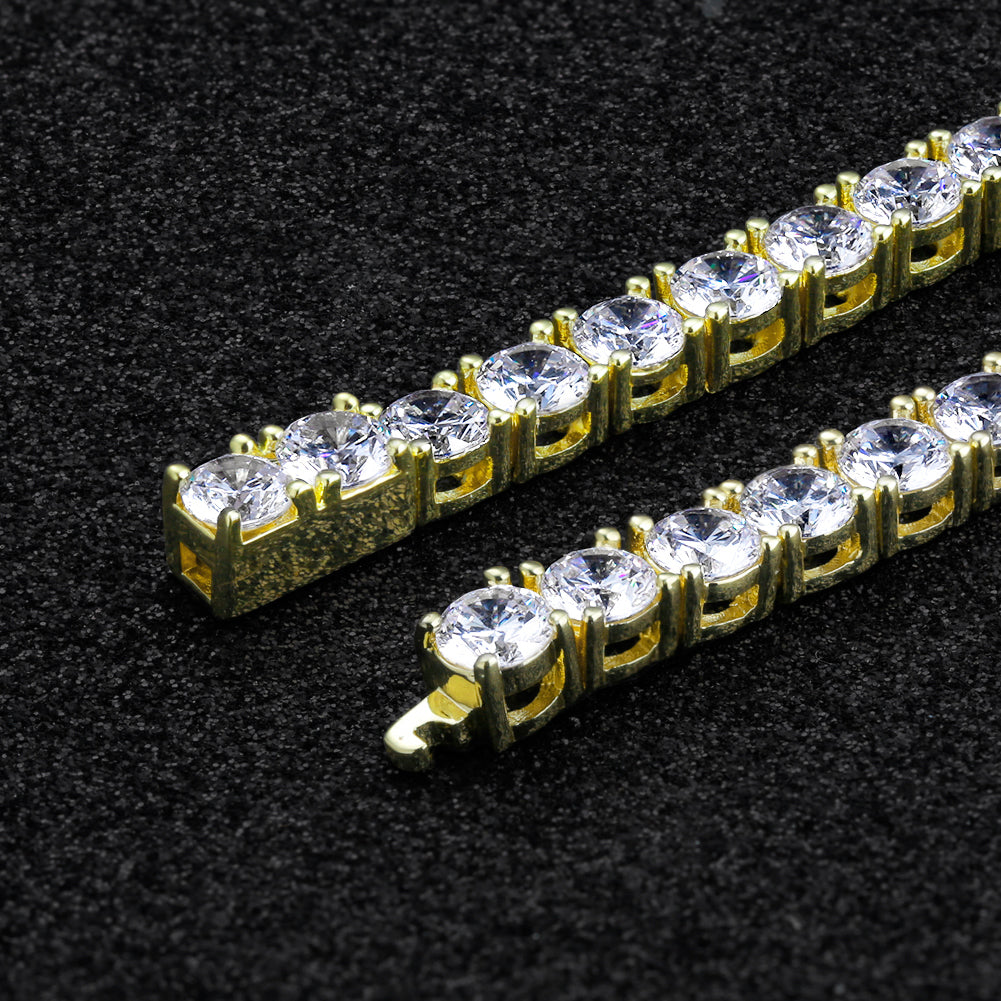 【5万分】KRKC&CO 14k czネックレス 14k czブレスレットセット 5mm テニス CZダイヤ ネックレス＆ブレスレット メンズ セット