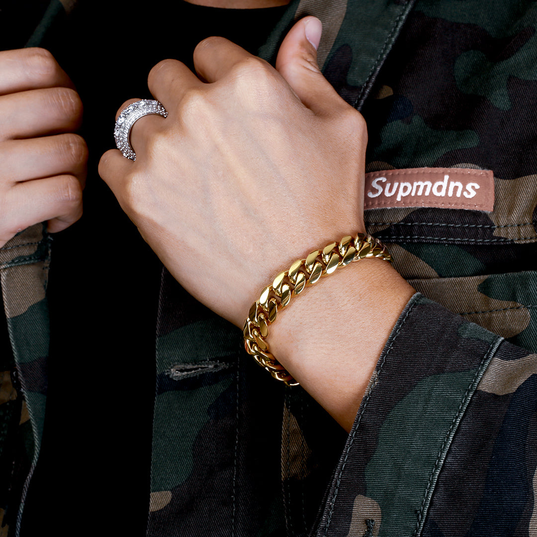 幅12mmゴールド光沢仕上げ 喜平キューバンブレスレット - jpkrkc&co