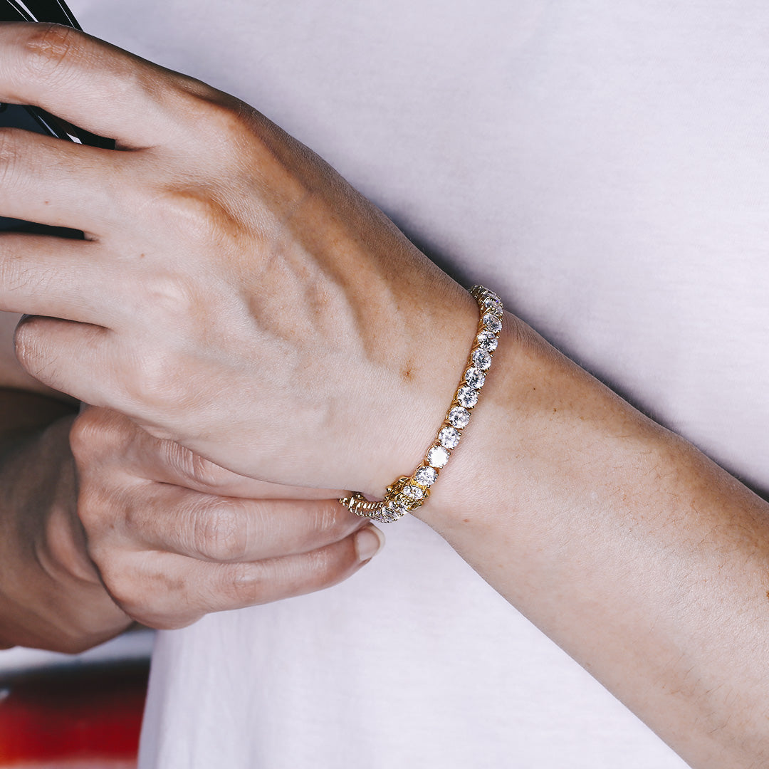 4mm 14Kゴールド CZダイヤテニスブレスレット - jpkrkc&co