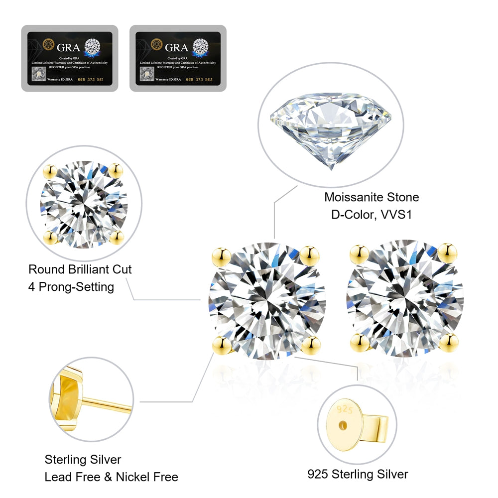 一粒 モアサナイト スタッド ピアス 0.6/0.8/1.0カラット KRKC