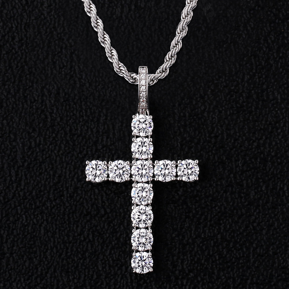 cz ダイヤ ネックレス メンズ クロス ペンダント ホワイトゴールド KRKC