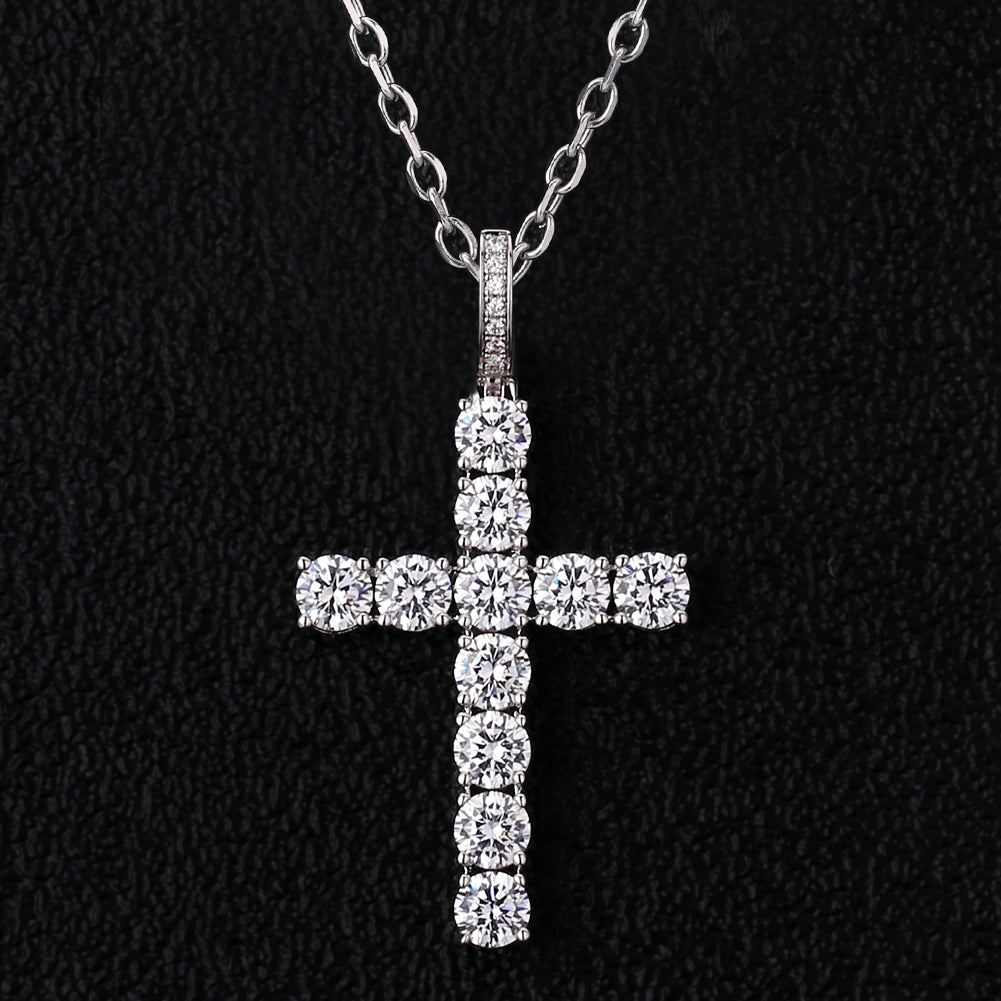 cz ダイヤ ネックレス メンズ クロス ペンダント ホワイトゴールド KRKC