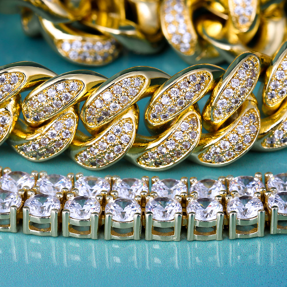 12ｍｍ14Kゴールドキューバン&テニスチェーンセット - jpkrkc&co